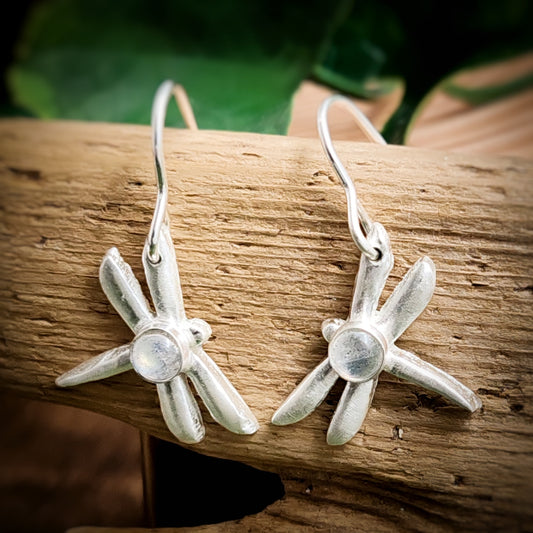 Dragonfly Dangle Earrings With Labradorite