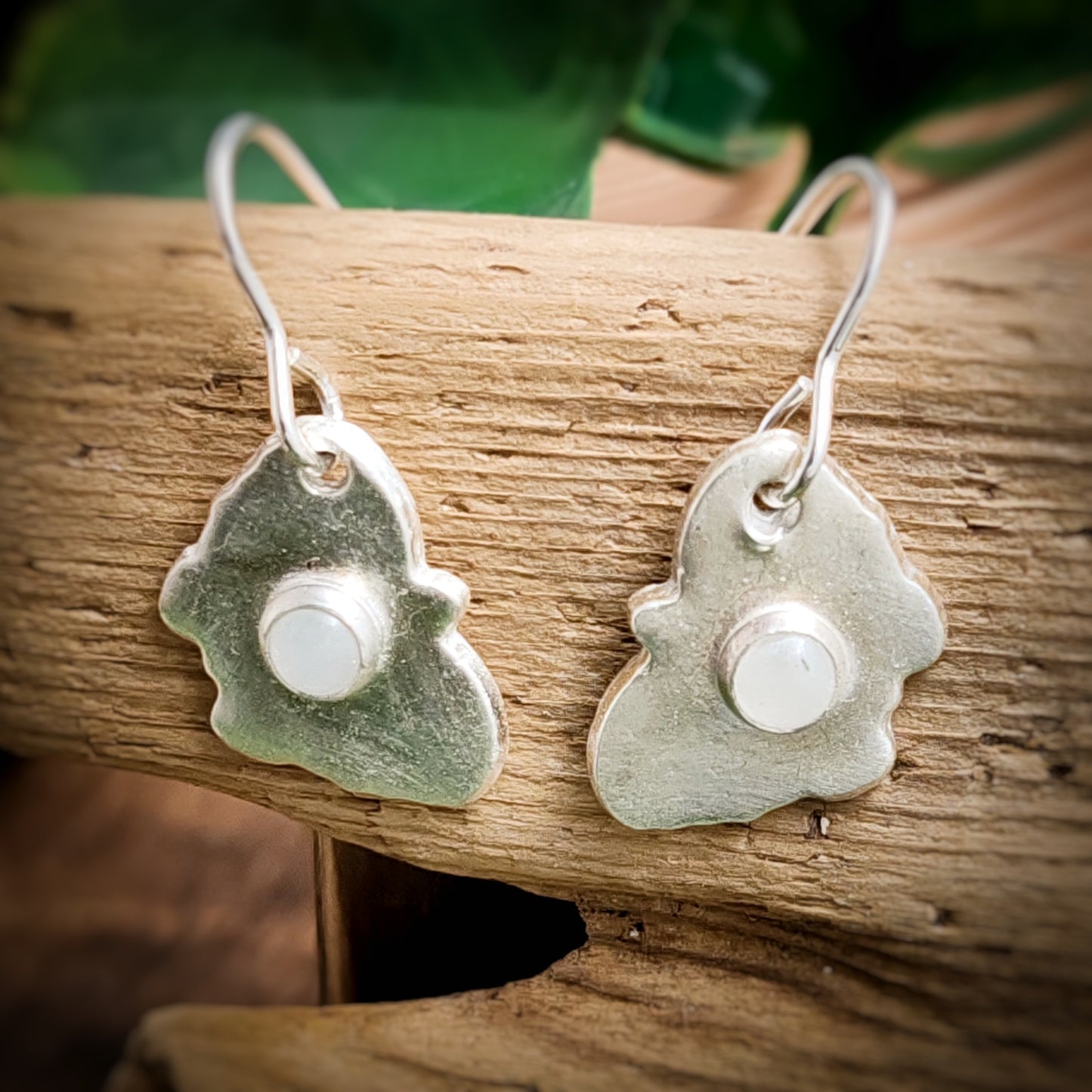 Moth Dangle Earrings With Rainbow Moonstone