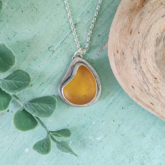 Yellow Sea Glass Necklace