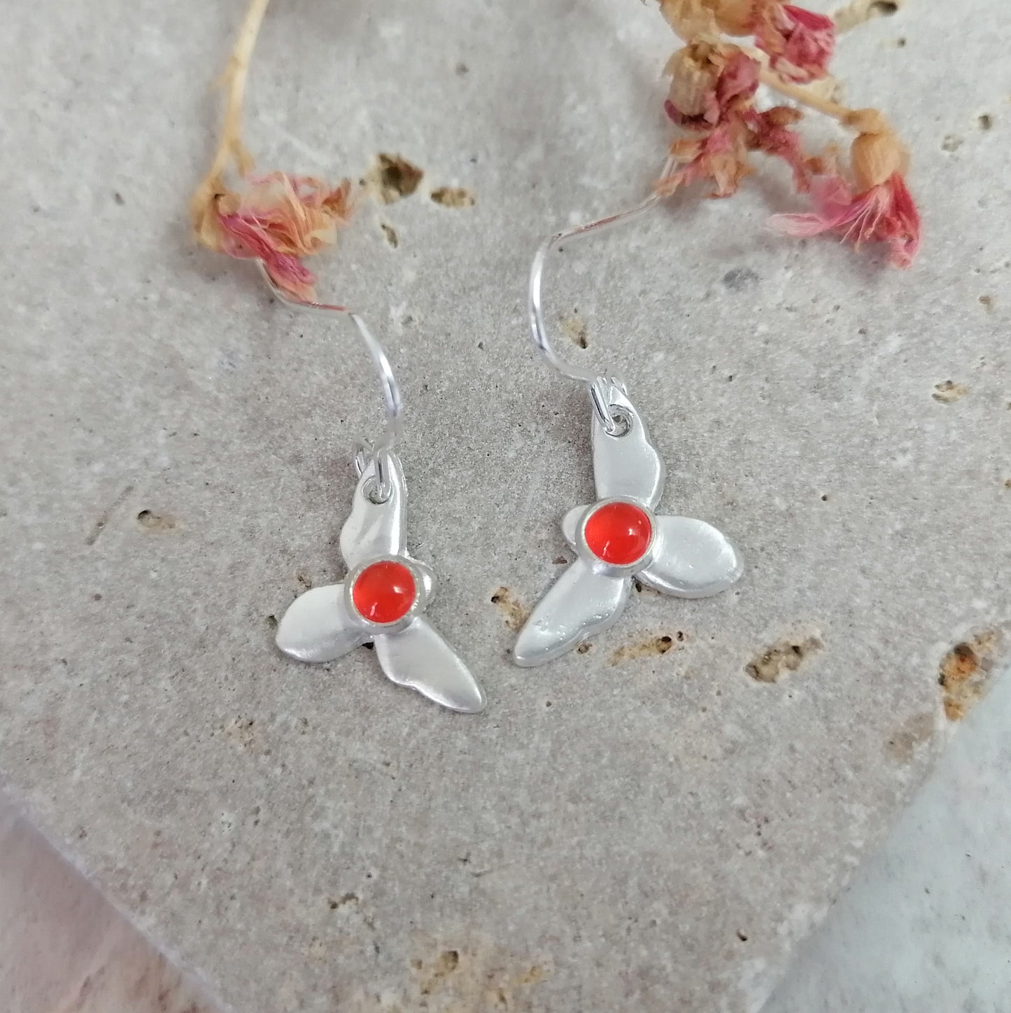 Bee Dangle Earrings With Carnelian