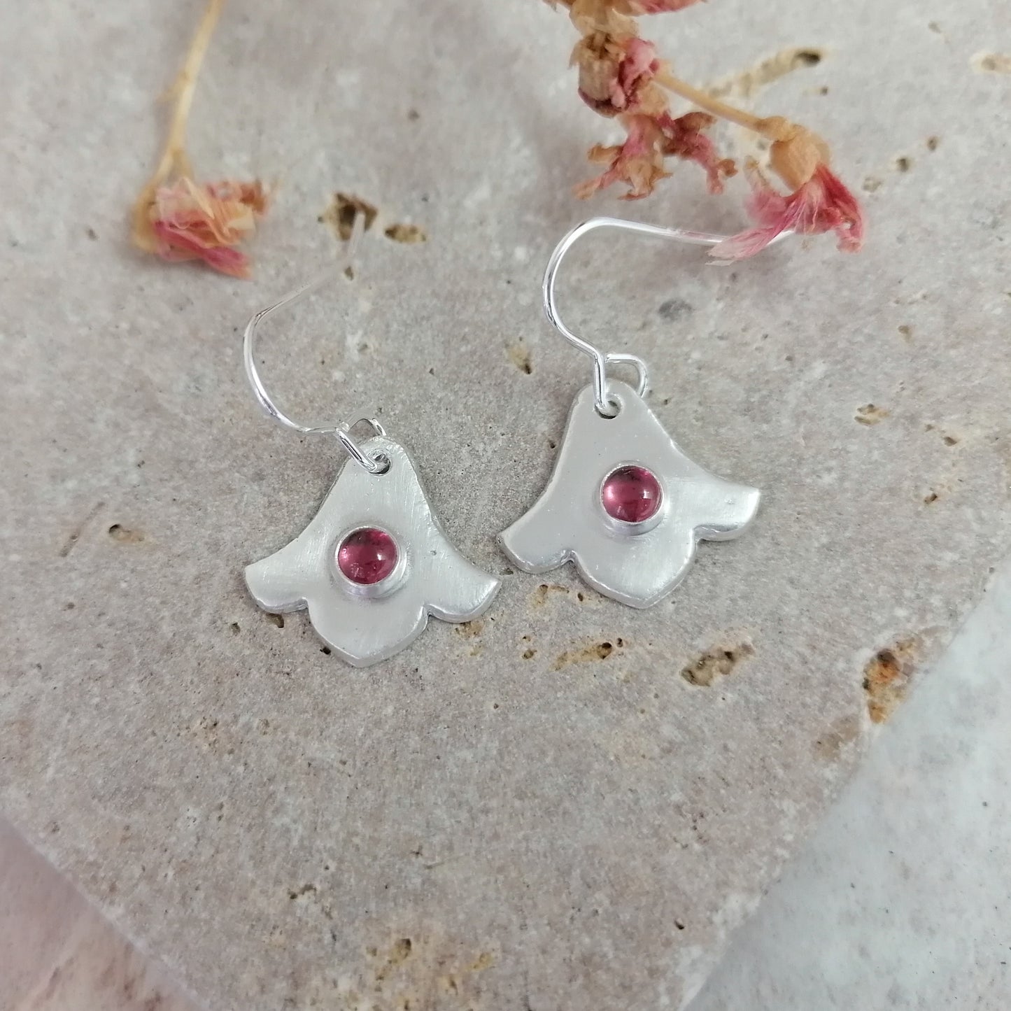 Bluebell Dangle Earrings With Rhodolite Garnet