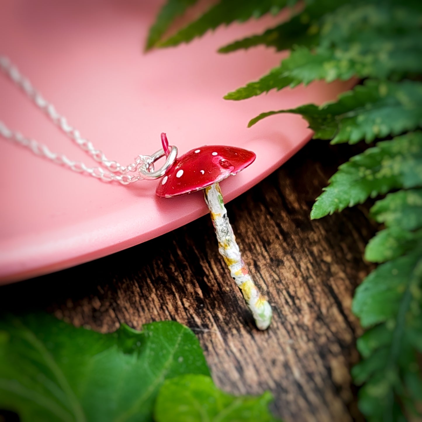 Mushroom Necklace Red And White