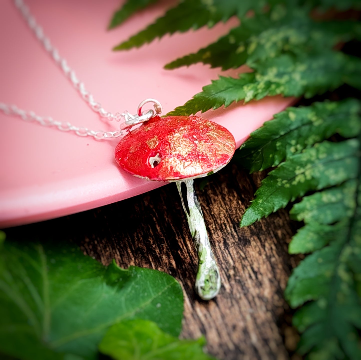Mushroom Necklace Red And Gold