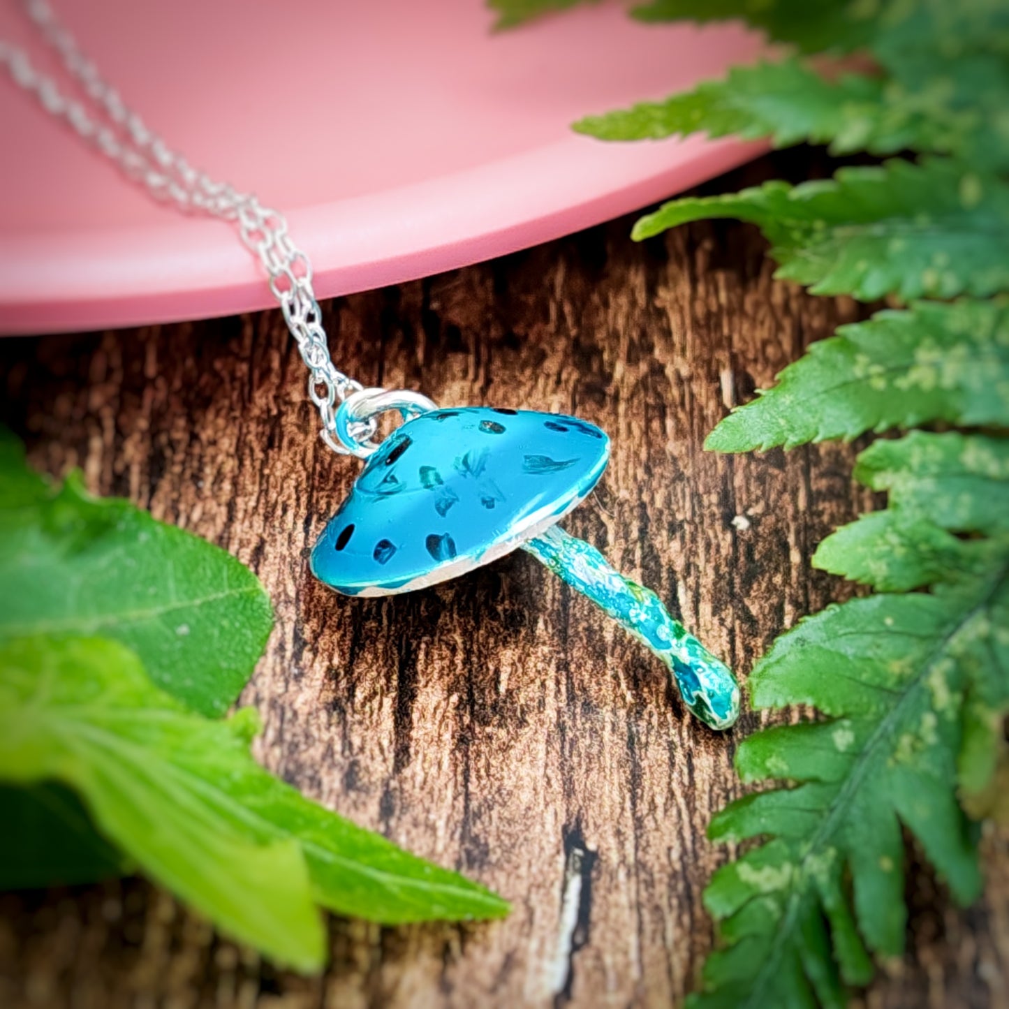 Mushroom Necklace Blue And Black