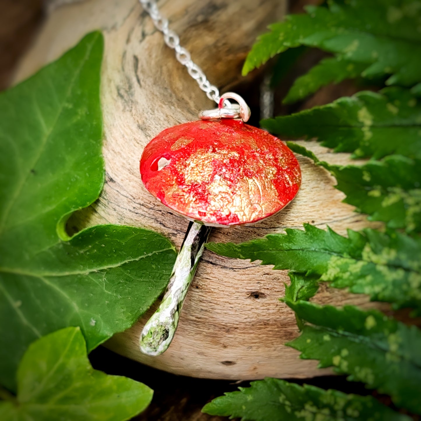 Mushroom Necklace Red And Gold