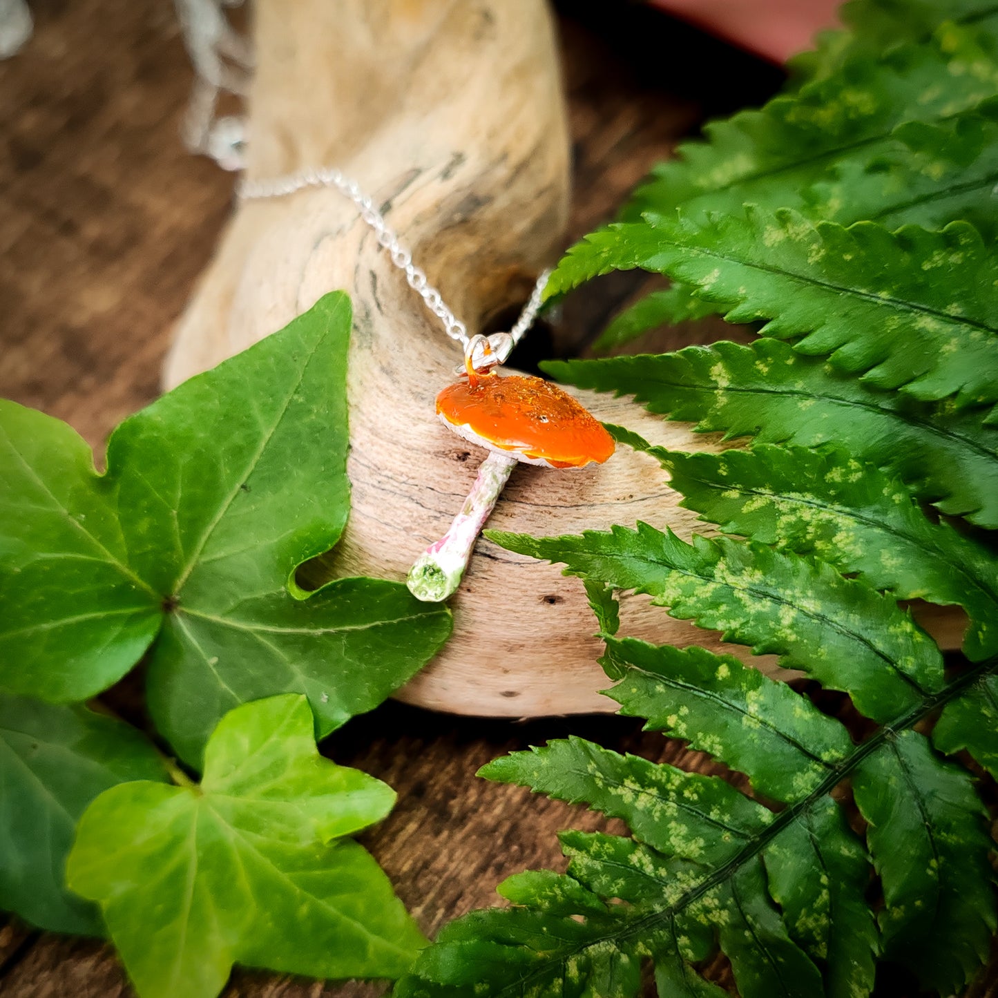 Mushroom Necklace Orange And White