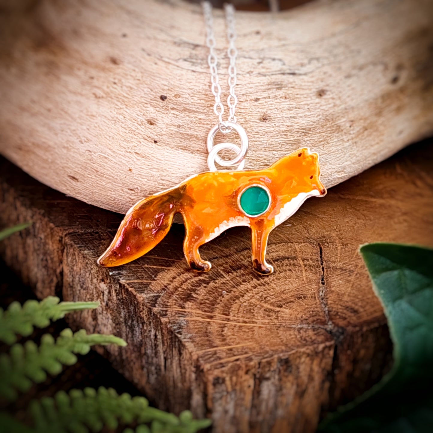 Hand Painted Fox Necklace
