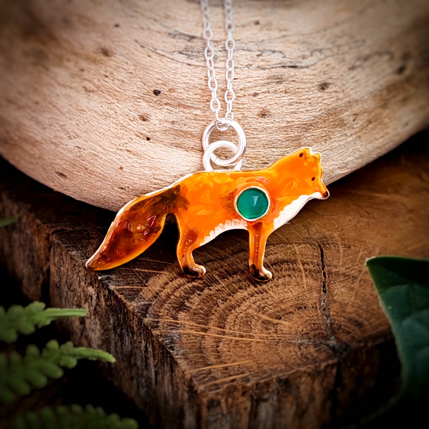 Hand Painted Fox Necklace