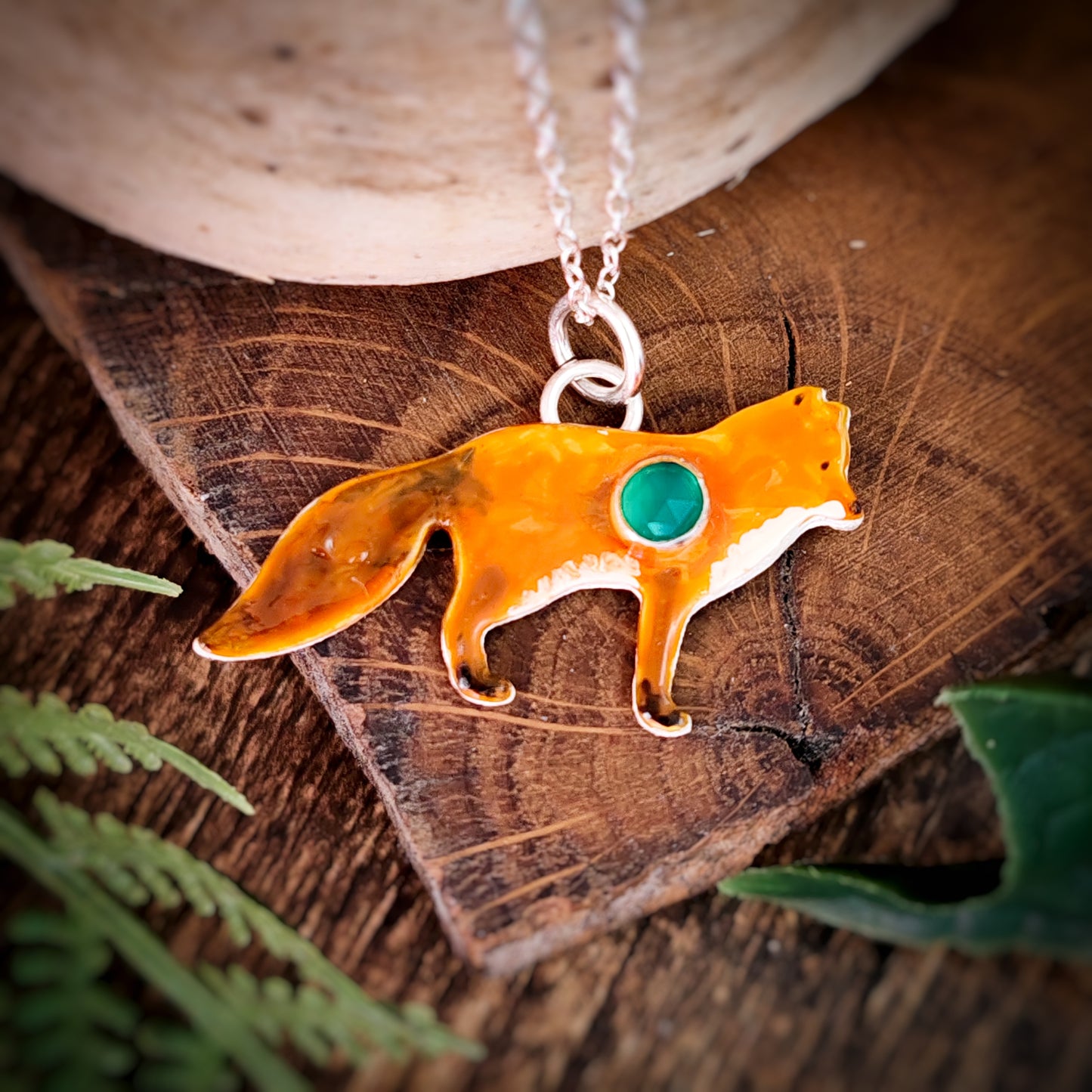 Hand Painted Fox Necklace