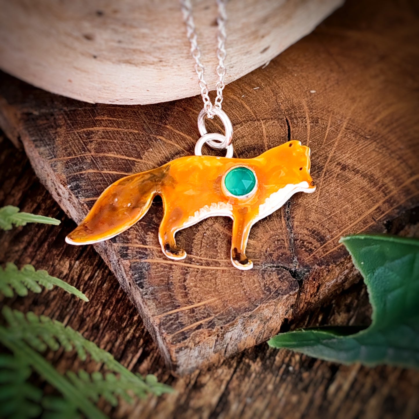 Hand Painted Fox Necklace