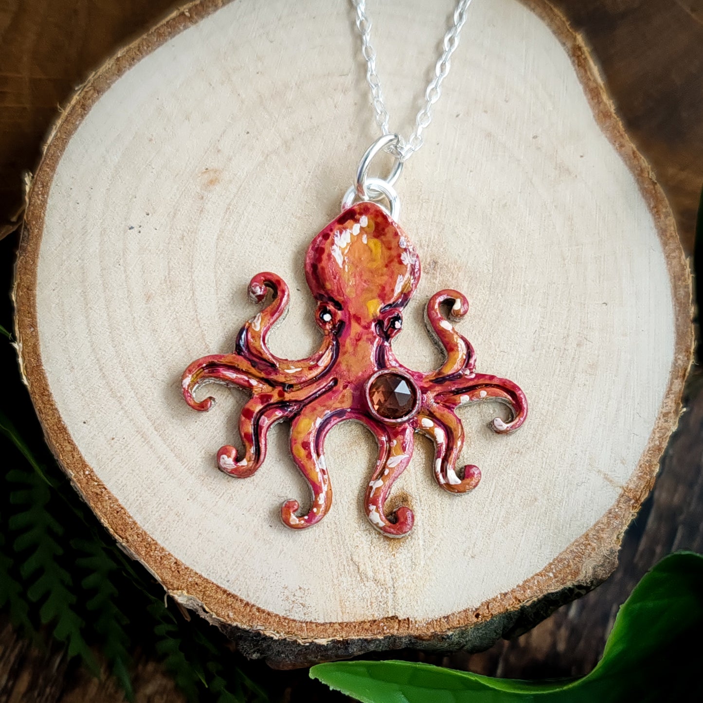 Hand Painted Octopus Necklace