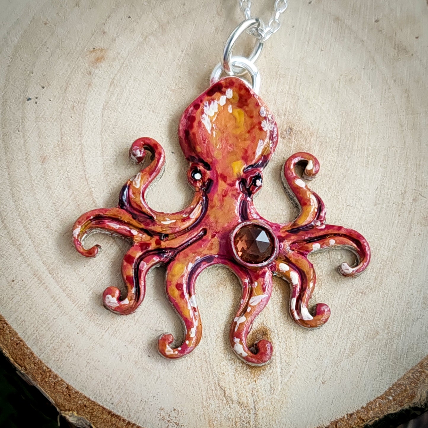 Hand Painted Octopus Necklace