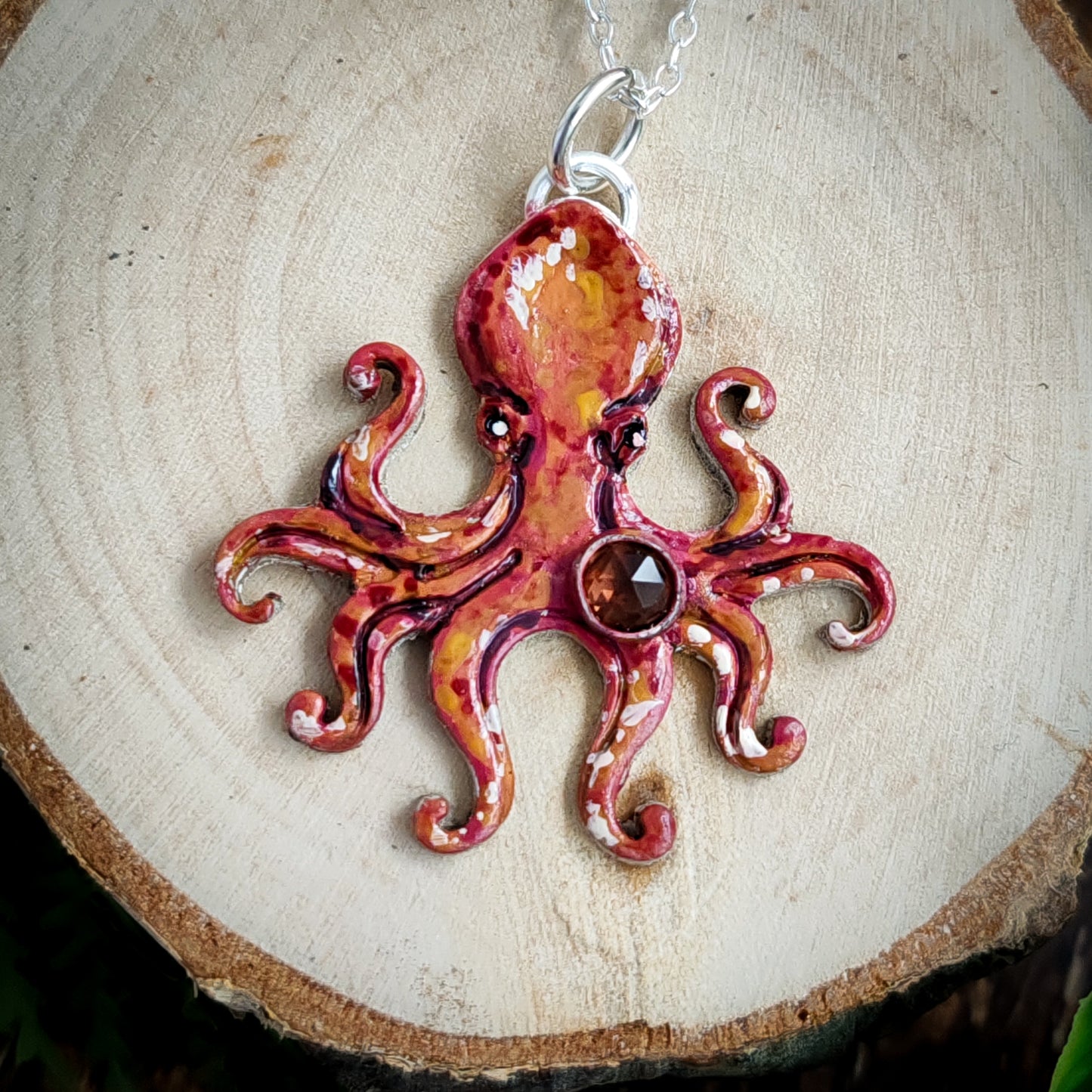 Hand Painted Octopus Necklace
