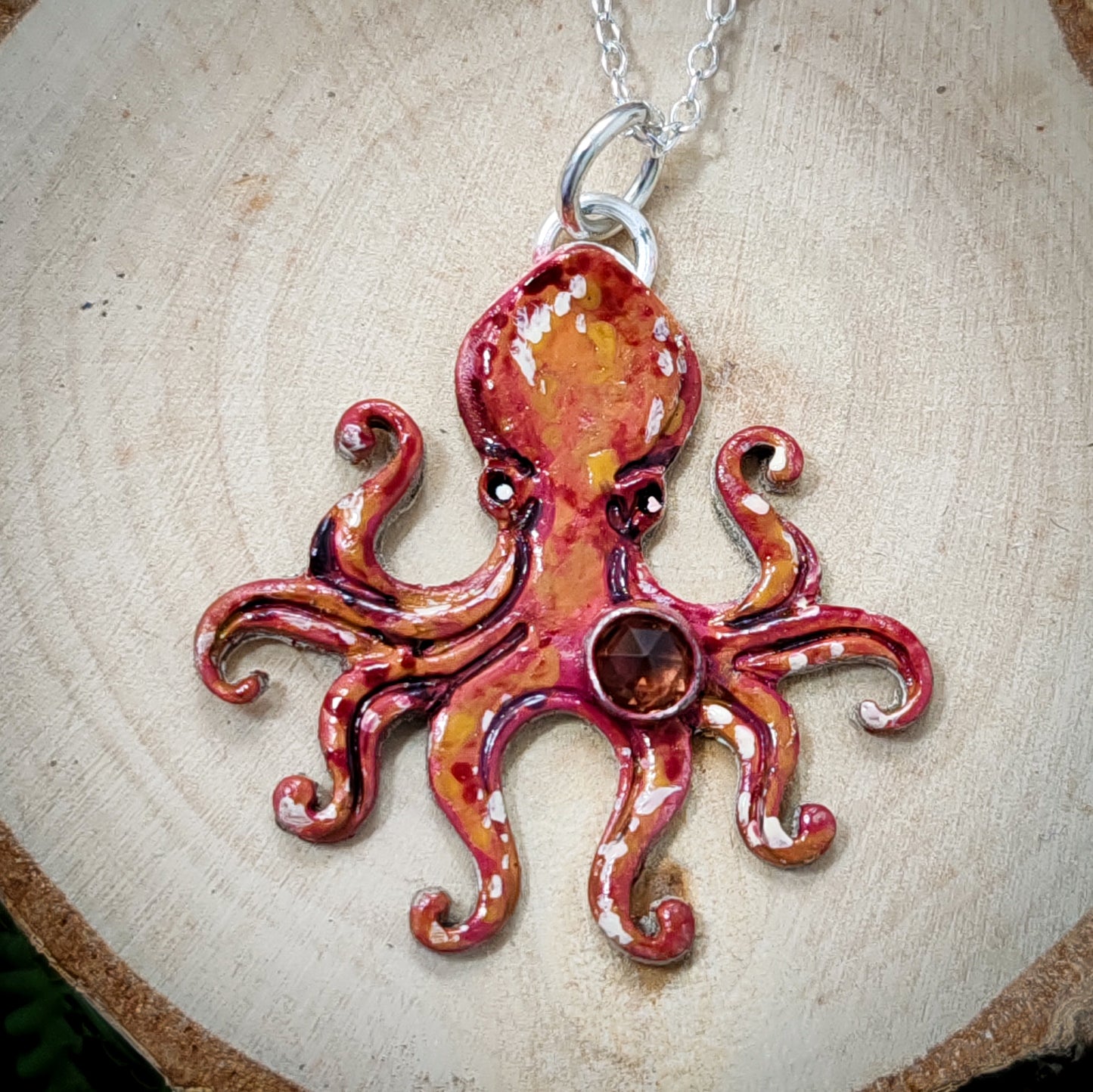 Hand Painted Octopus Necklace