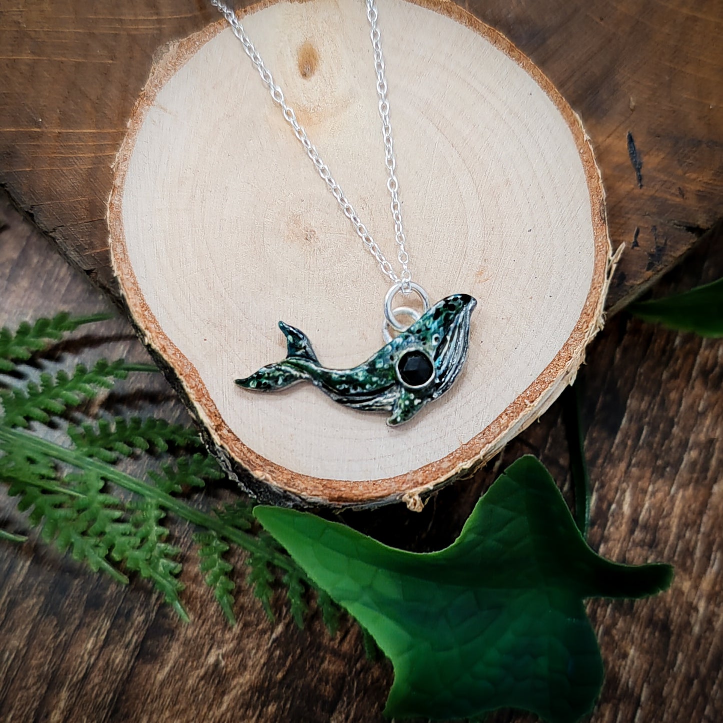 Hand Painted Whale Necklace