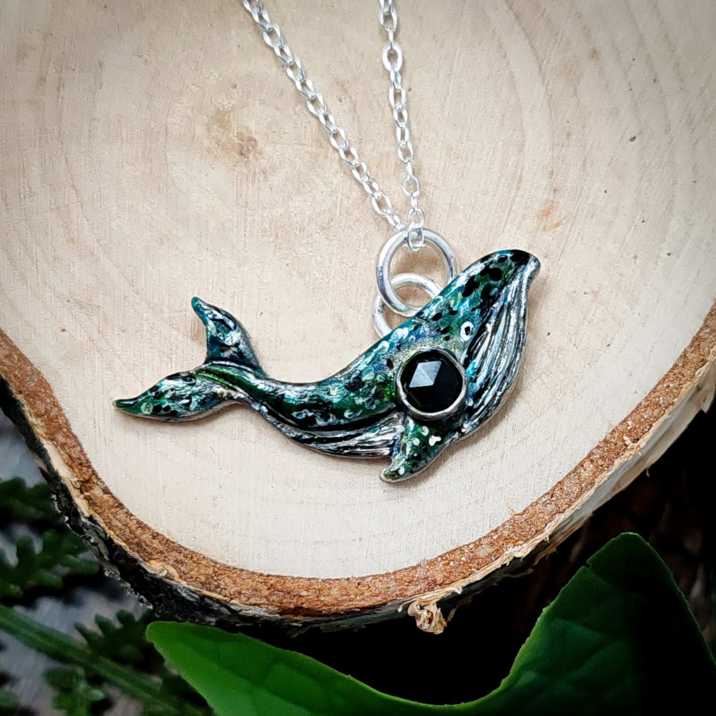 Hand Painted Whale Necklace