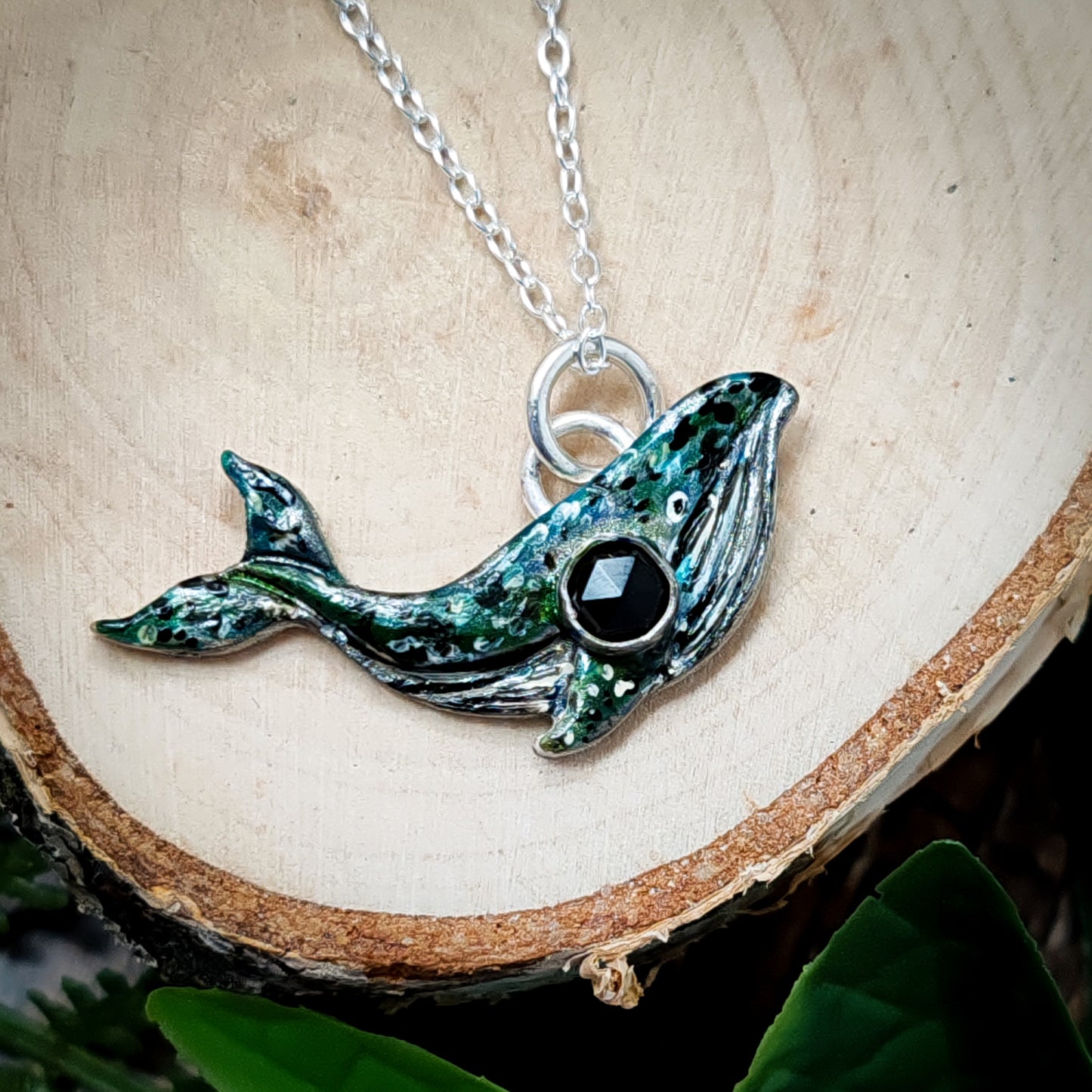Hand Painted Whale Necklace