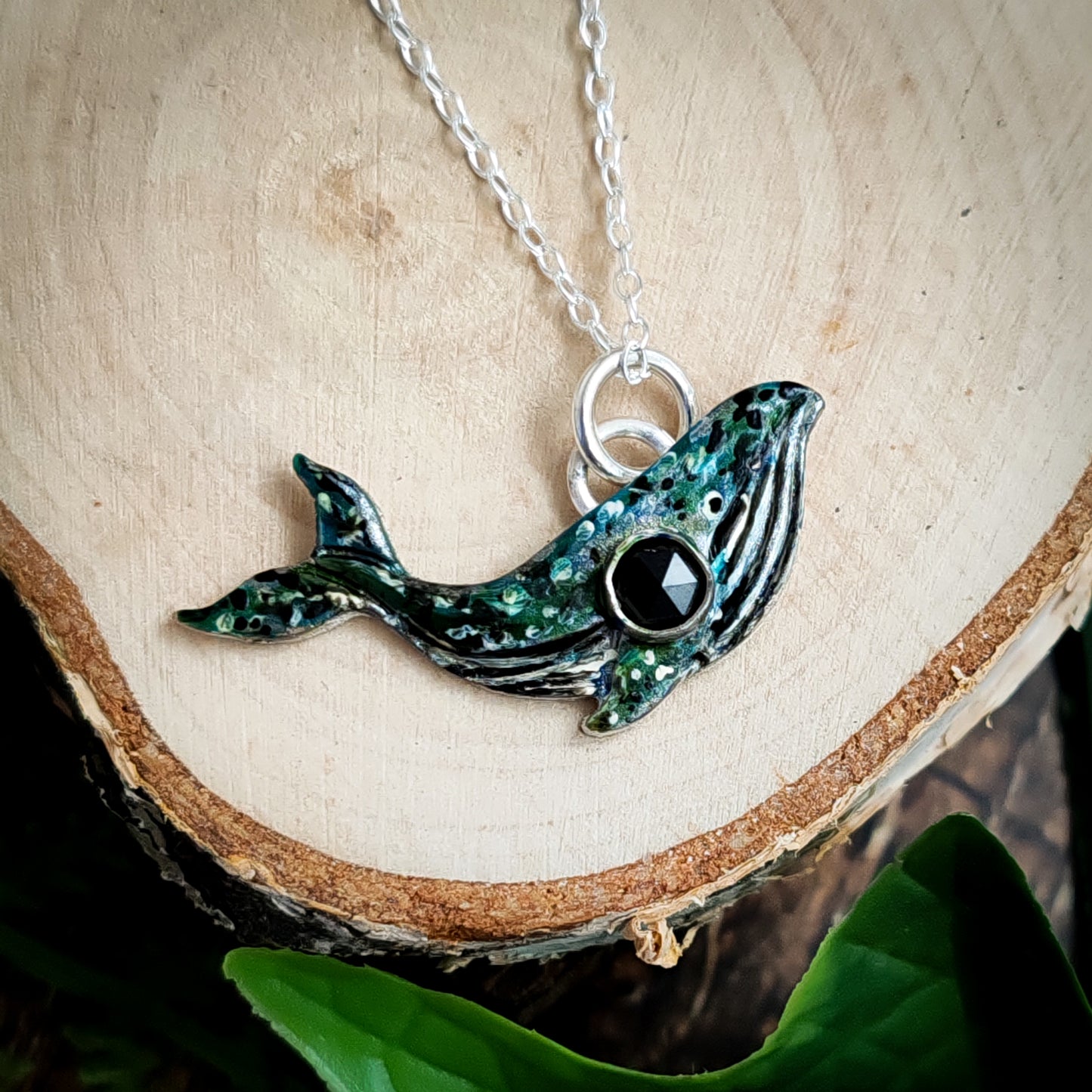 Hand Painted Whale Necklace