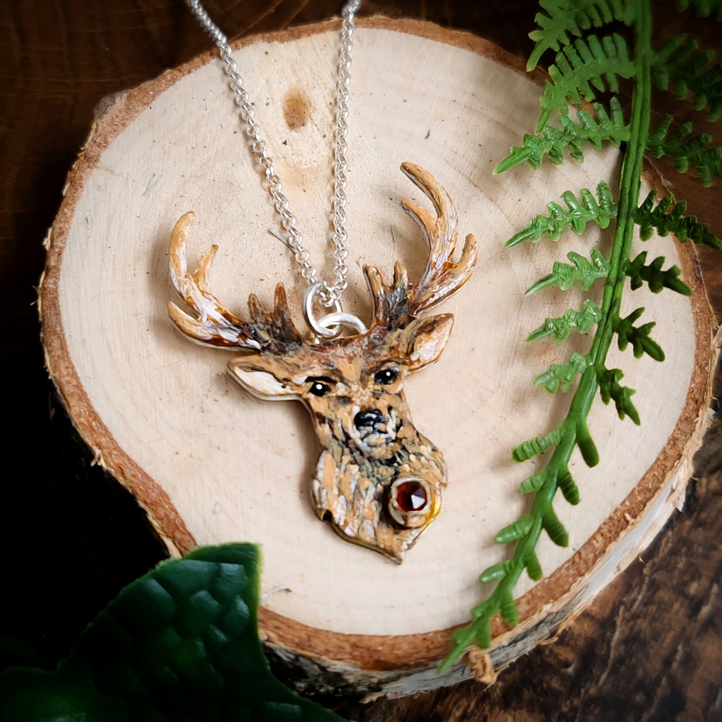 Hand Painted Stag Necklace