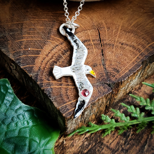 Hand Painted Seagull Necklace