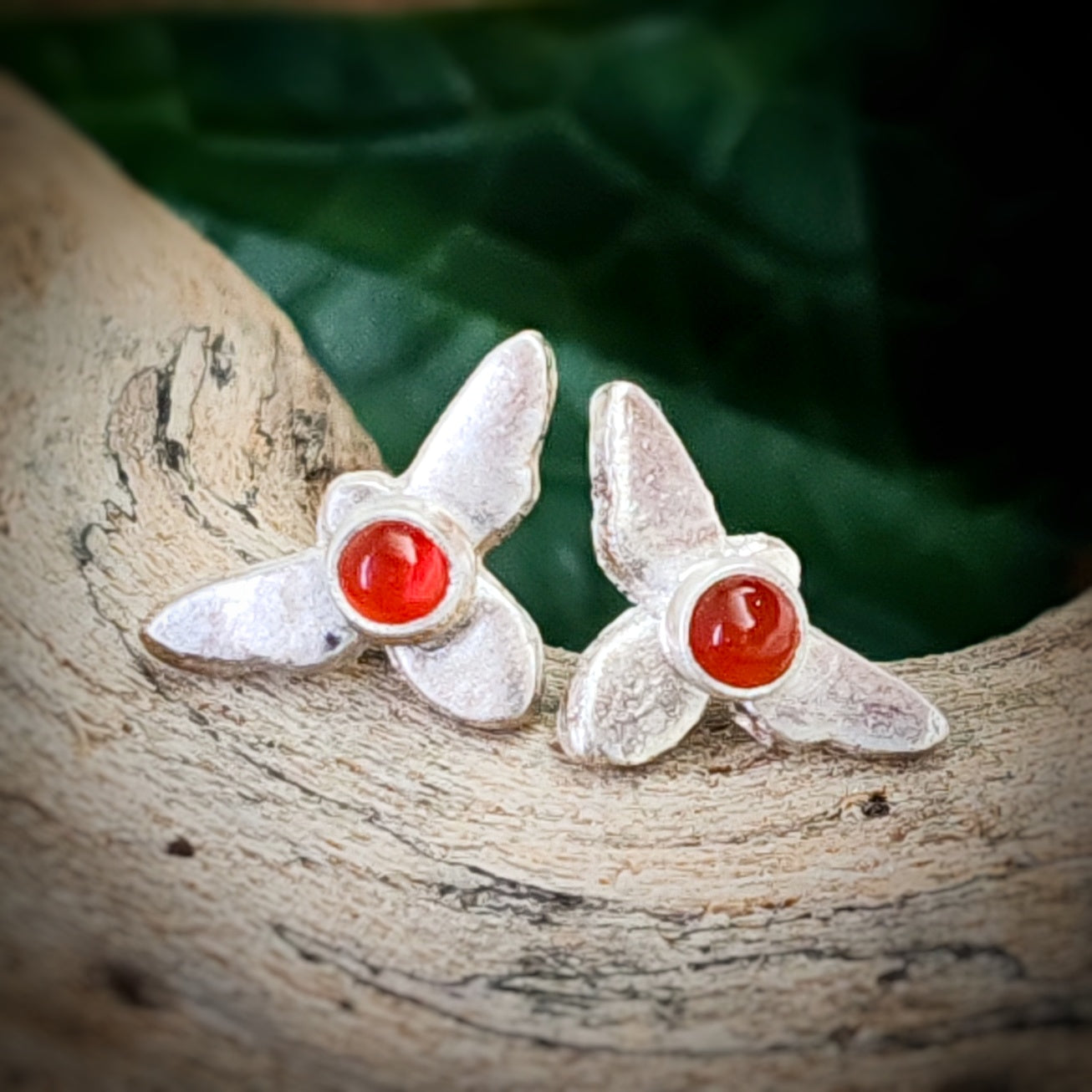 Bee Carnelian Stud Earrings