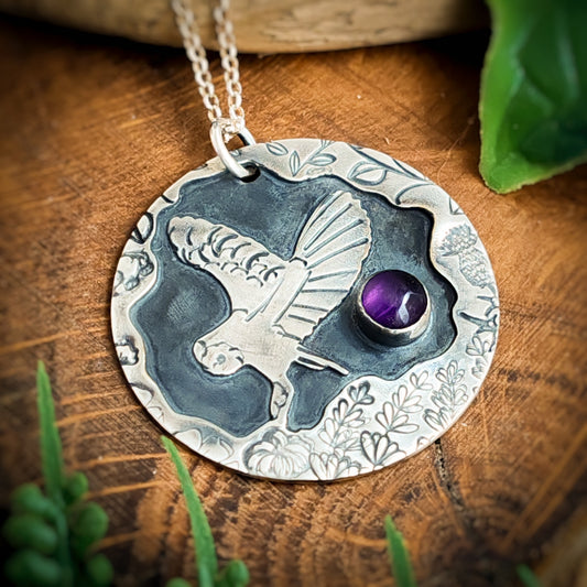 Owl and Amethyst Necklace