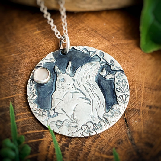 Squirrel and Rose Quartz Necklace