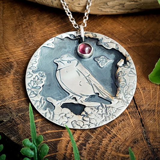 Bird and Garnet Necklace