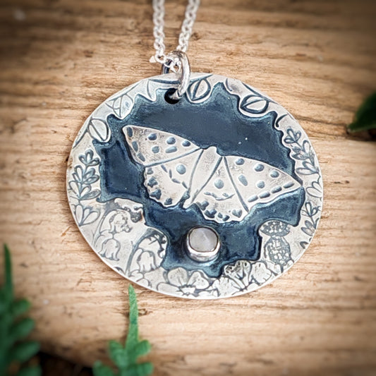 Butterfly and Rainbow Moonstone Necklace