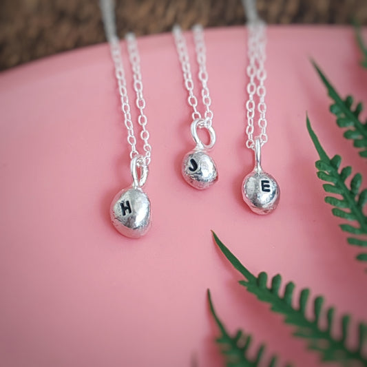 Personalised Tiny Silver Pebble Necklace