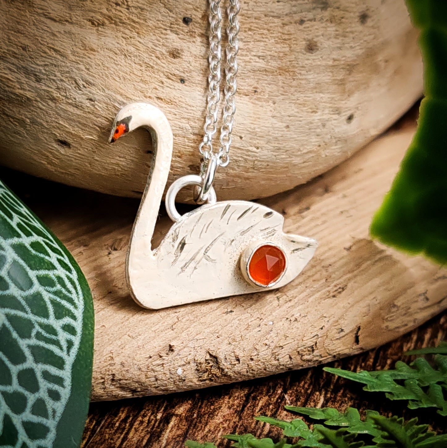 Hand Painted Swan Necklace