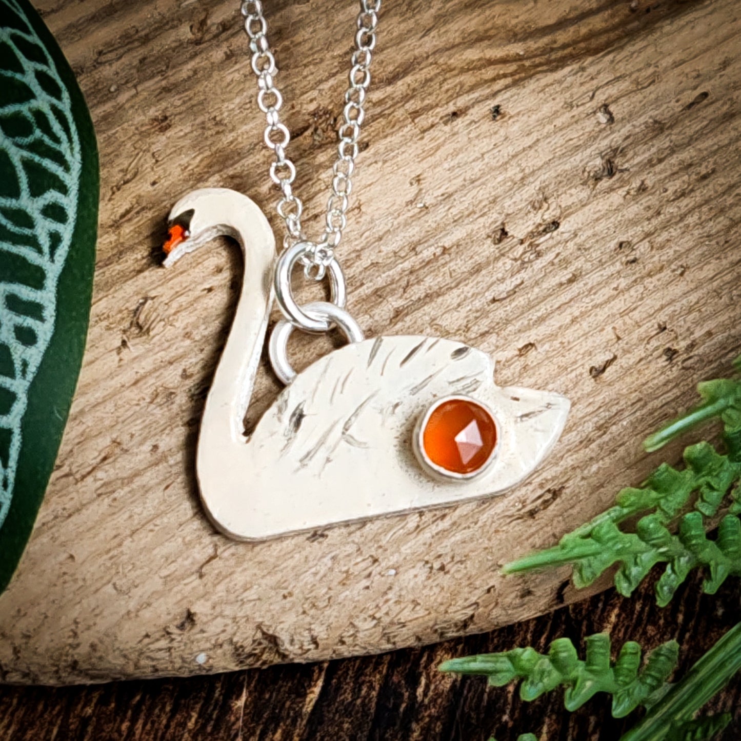 Hand Painted Swan Necklace