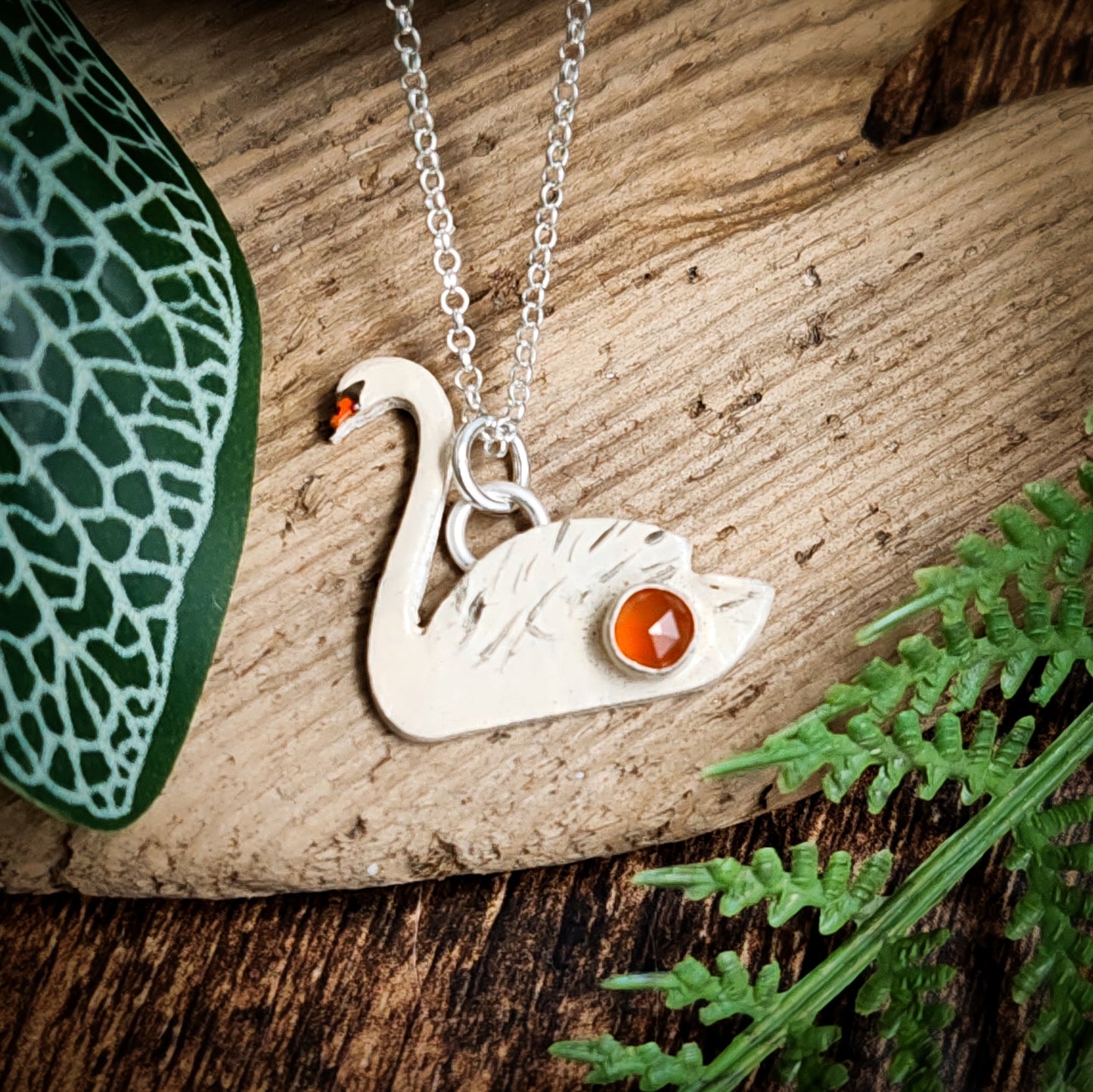 Hand Painted Swan Necklace