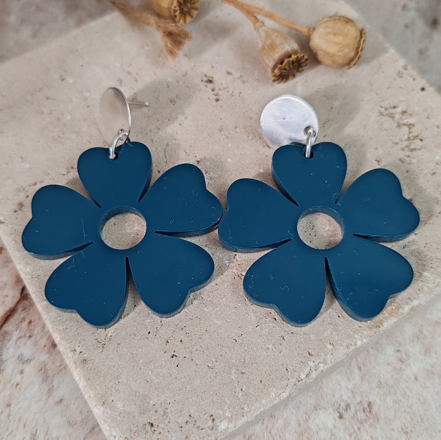 Silver And Resin Blossom Oversized Earrings