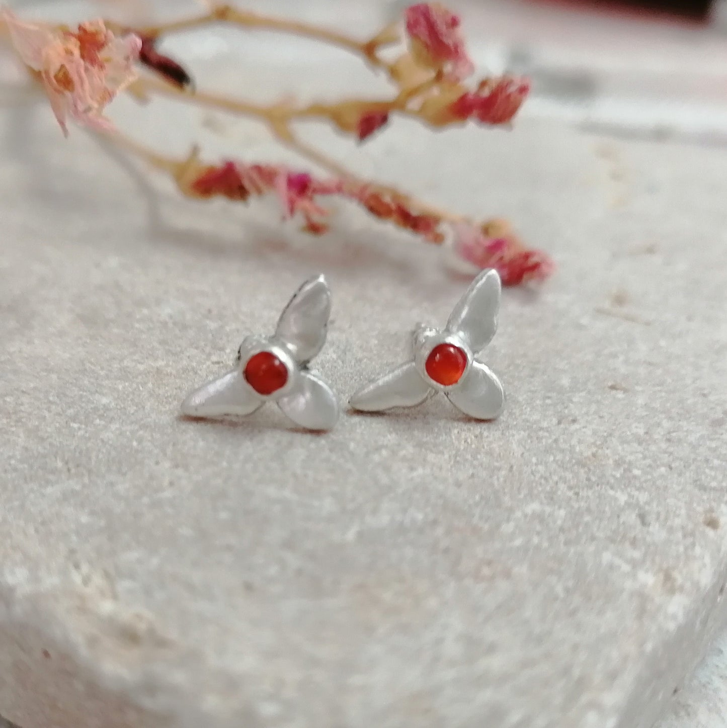 Bee Carnelian Stud Earrings