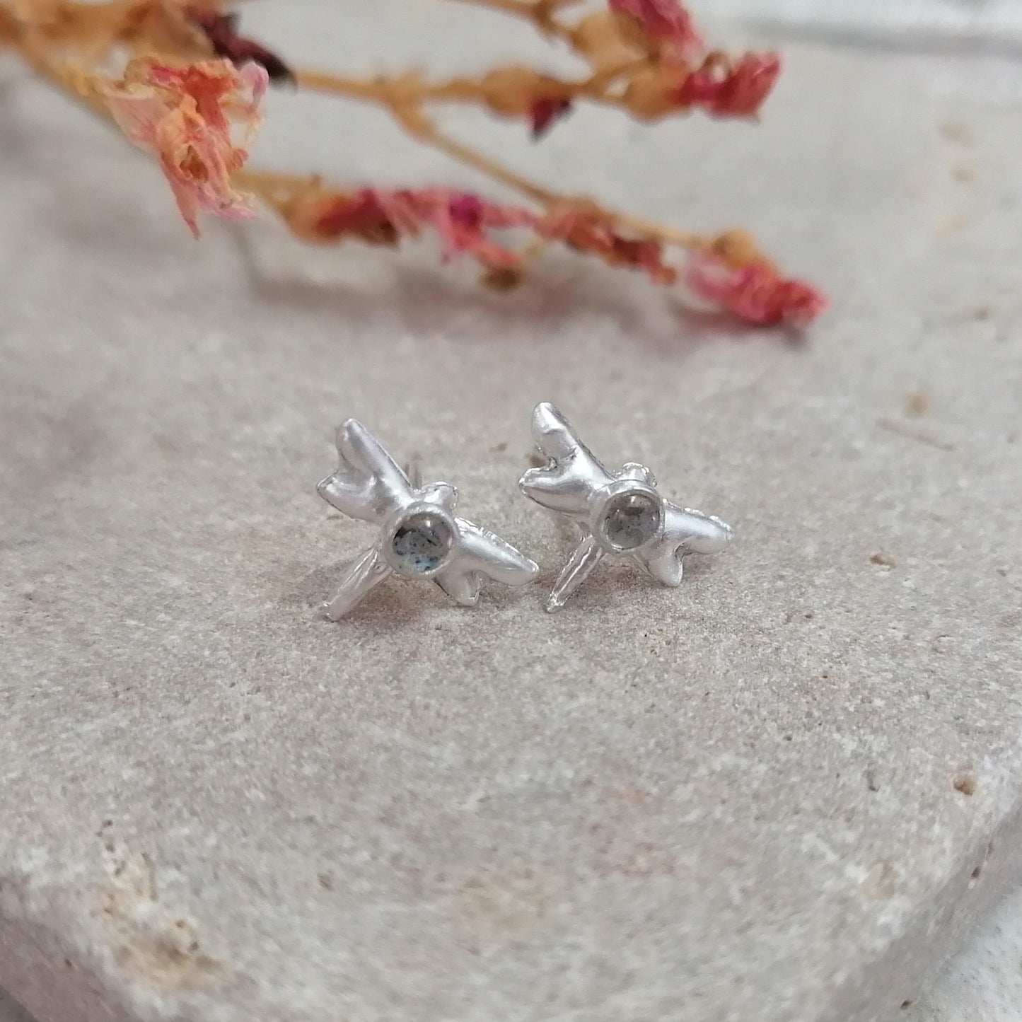 Dragonfly And Labradorite Stud Earrings