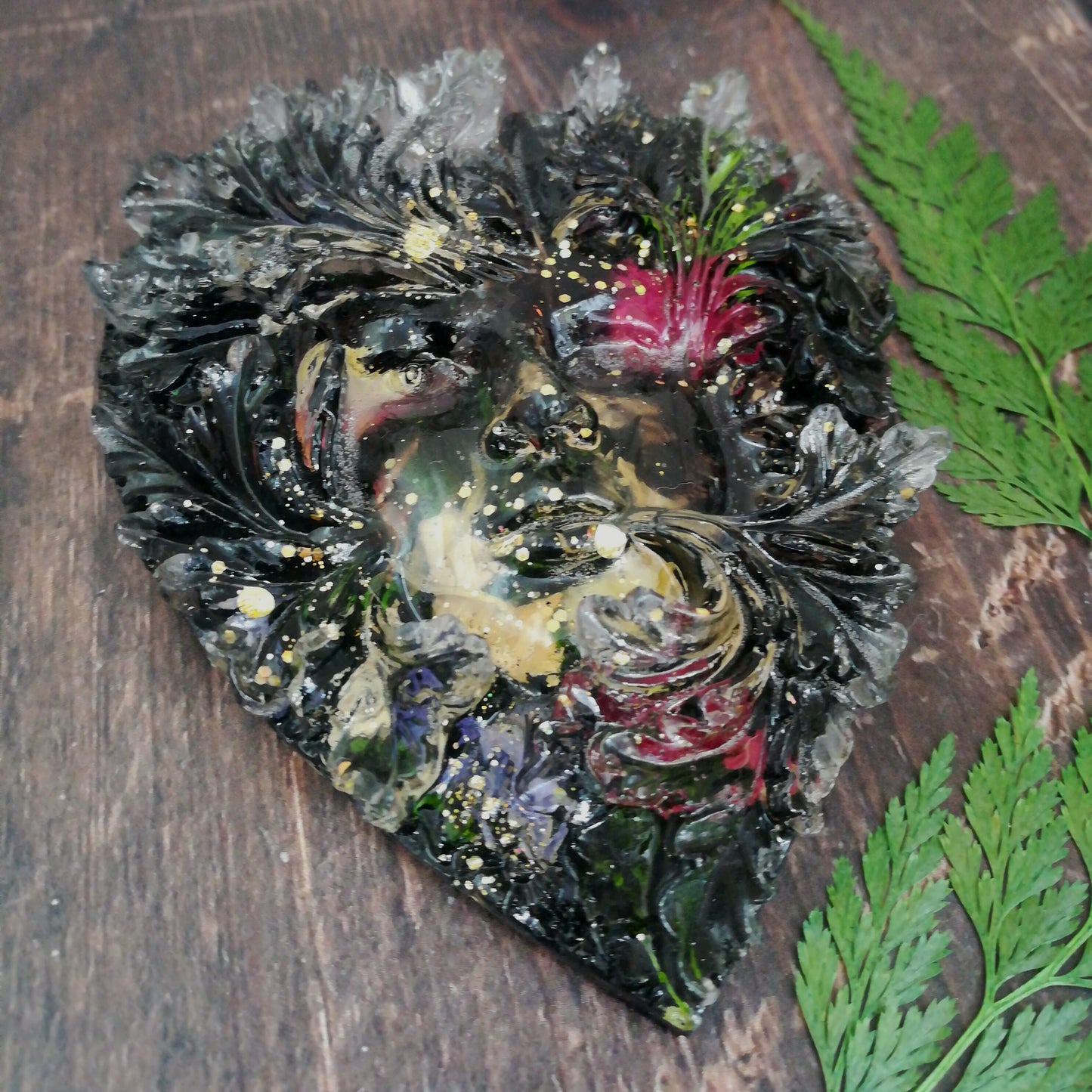 Green Man Black Heart Decoration
