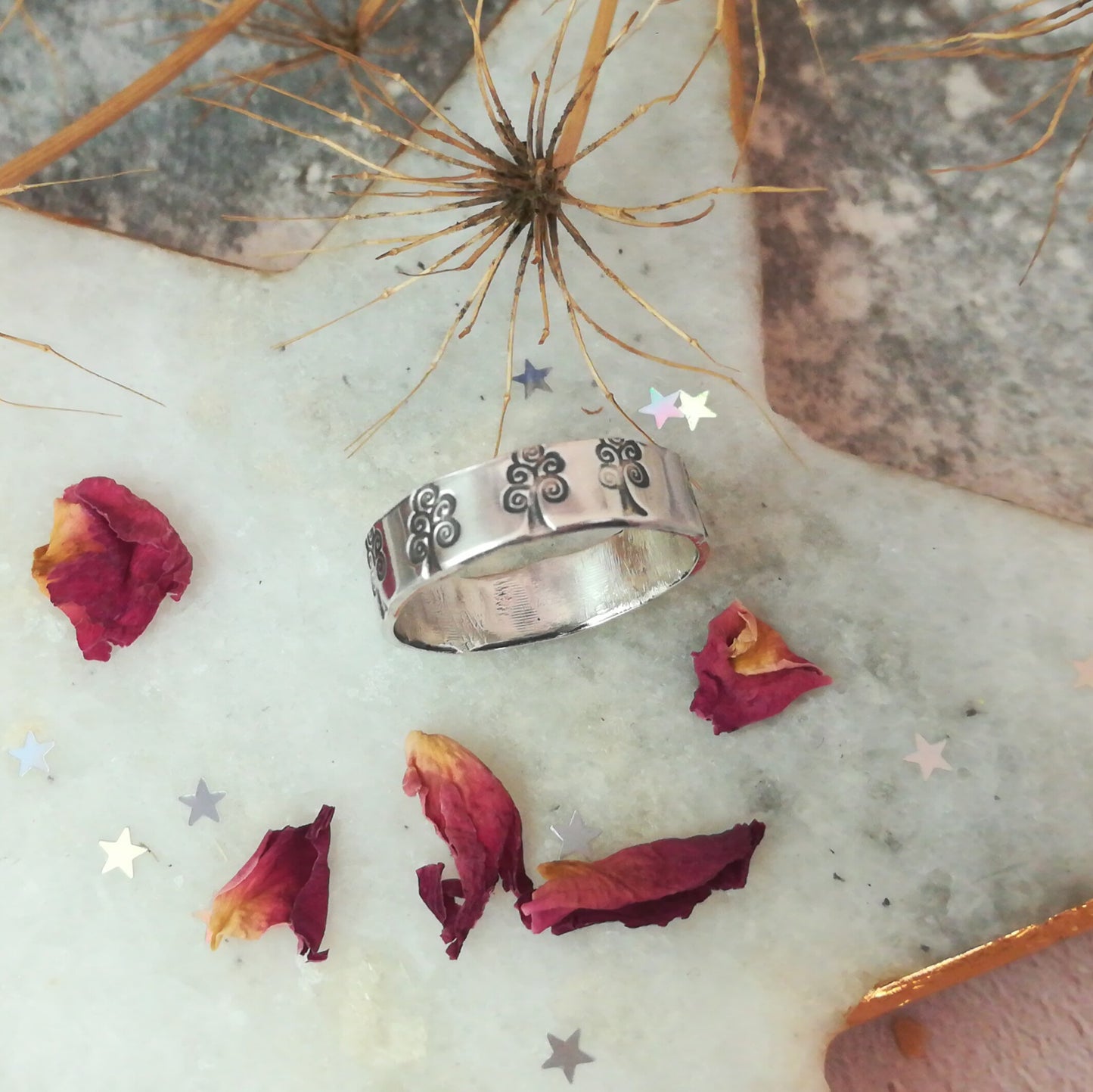 Swirly Tree Sterling Silver Ring