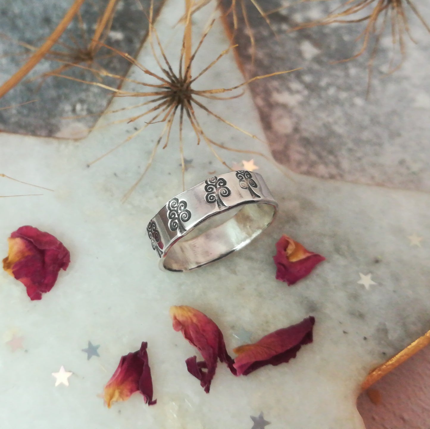 Swirly Tree Sterling Silver Ring