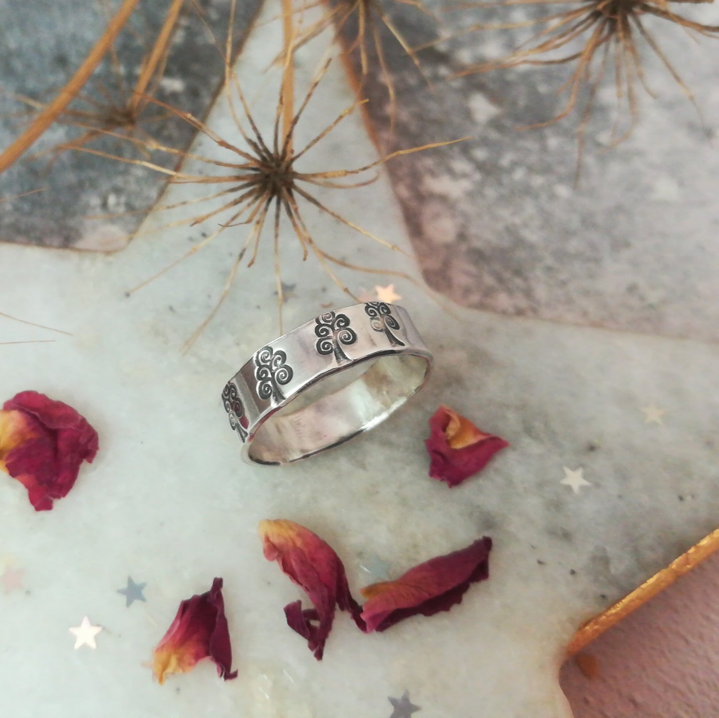 Swirly Tree Sterling Silver Ring