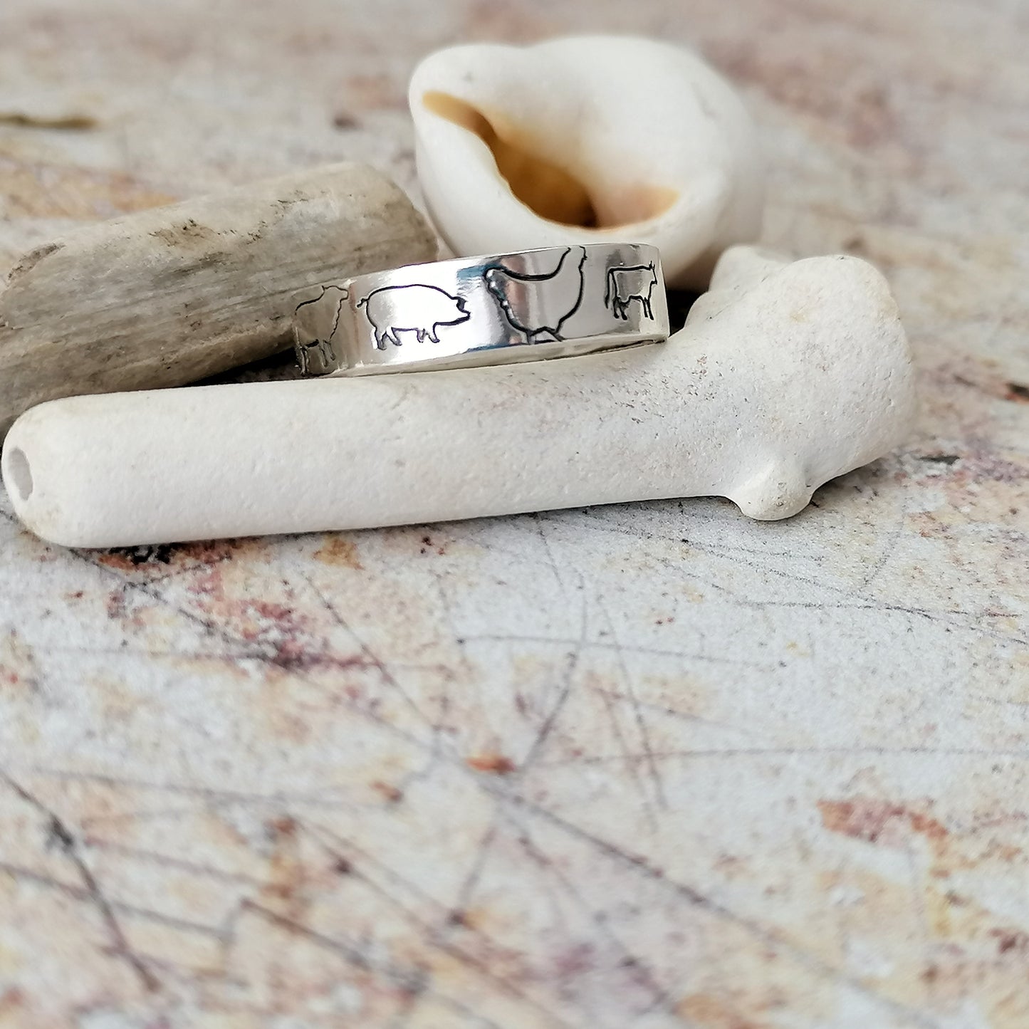 Farmed Animals Sterling Silver Ring