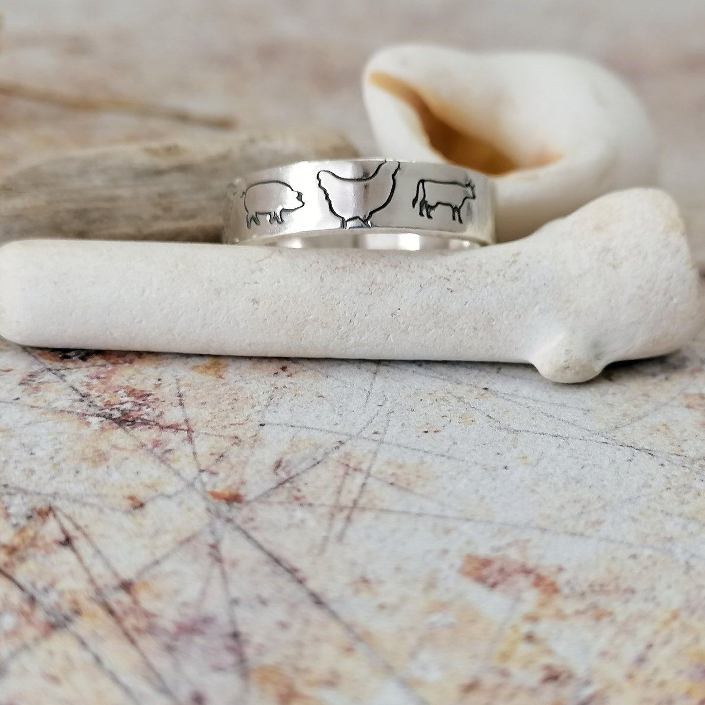 Farmed Animals Sterling Silver Ring