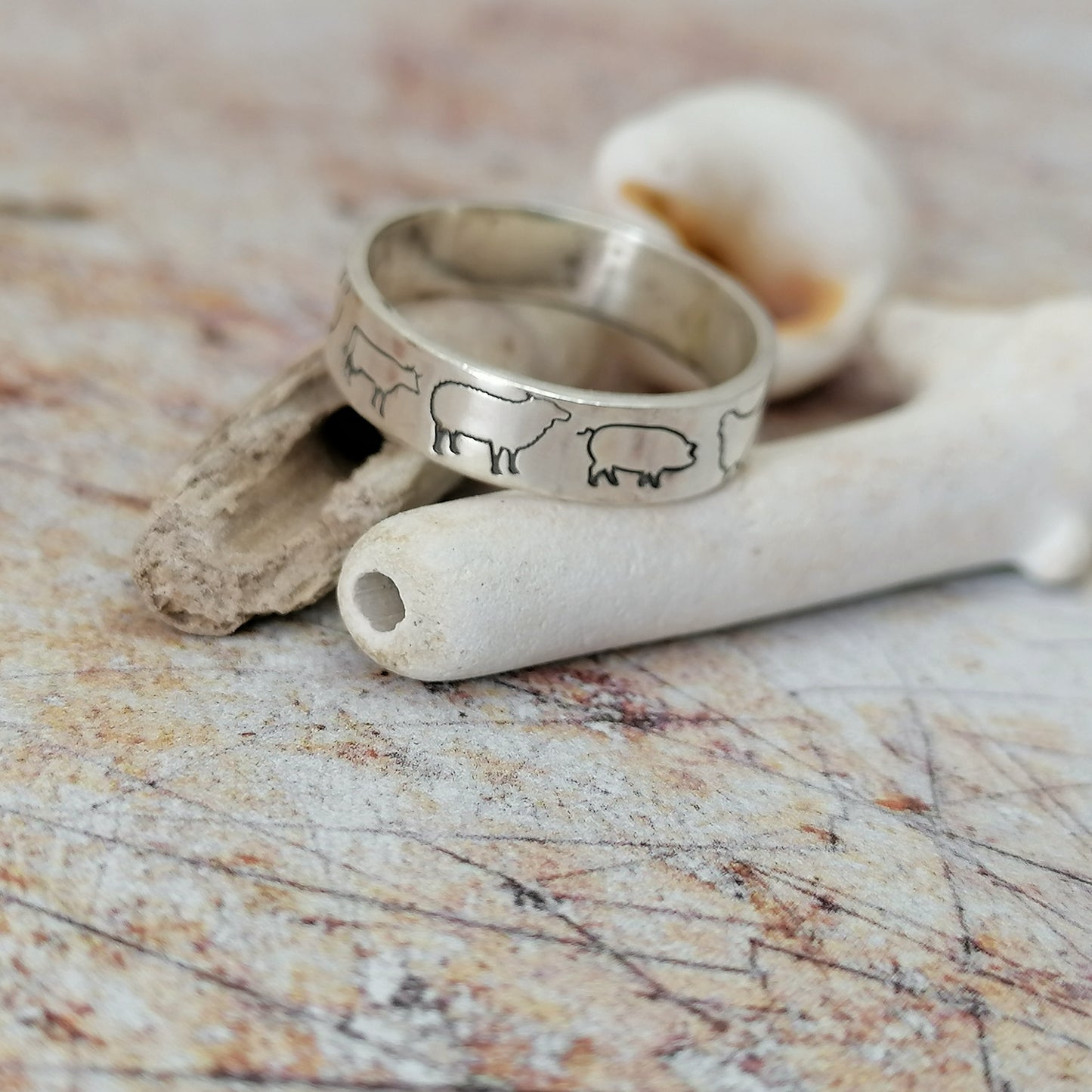 Farmed Animals Sterling Silver Ring