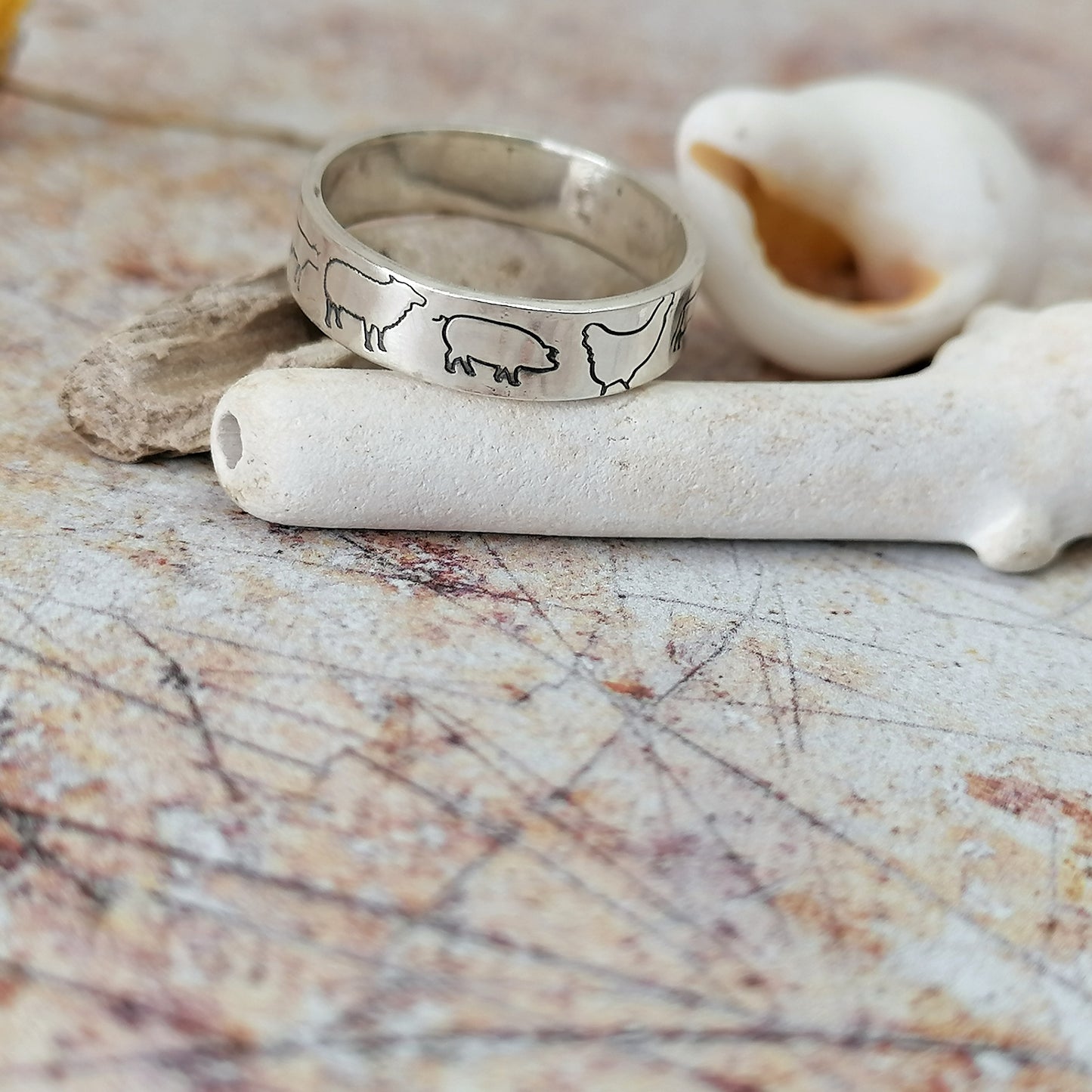 Farmed Animals Sterling Silver Ring