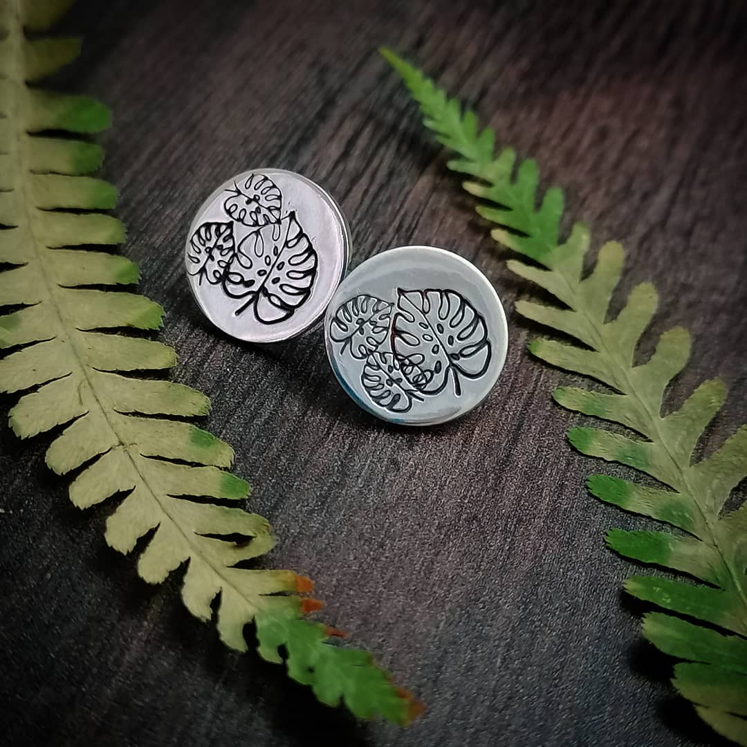 Monstera Oversized Stud Earrings