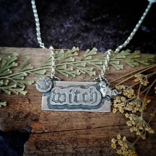 Witch and Bat Necklace