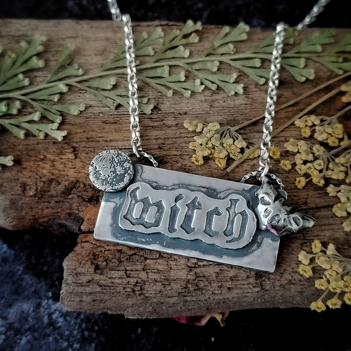 Witch and Bat Necklace