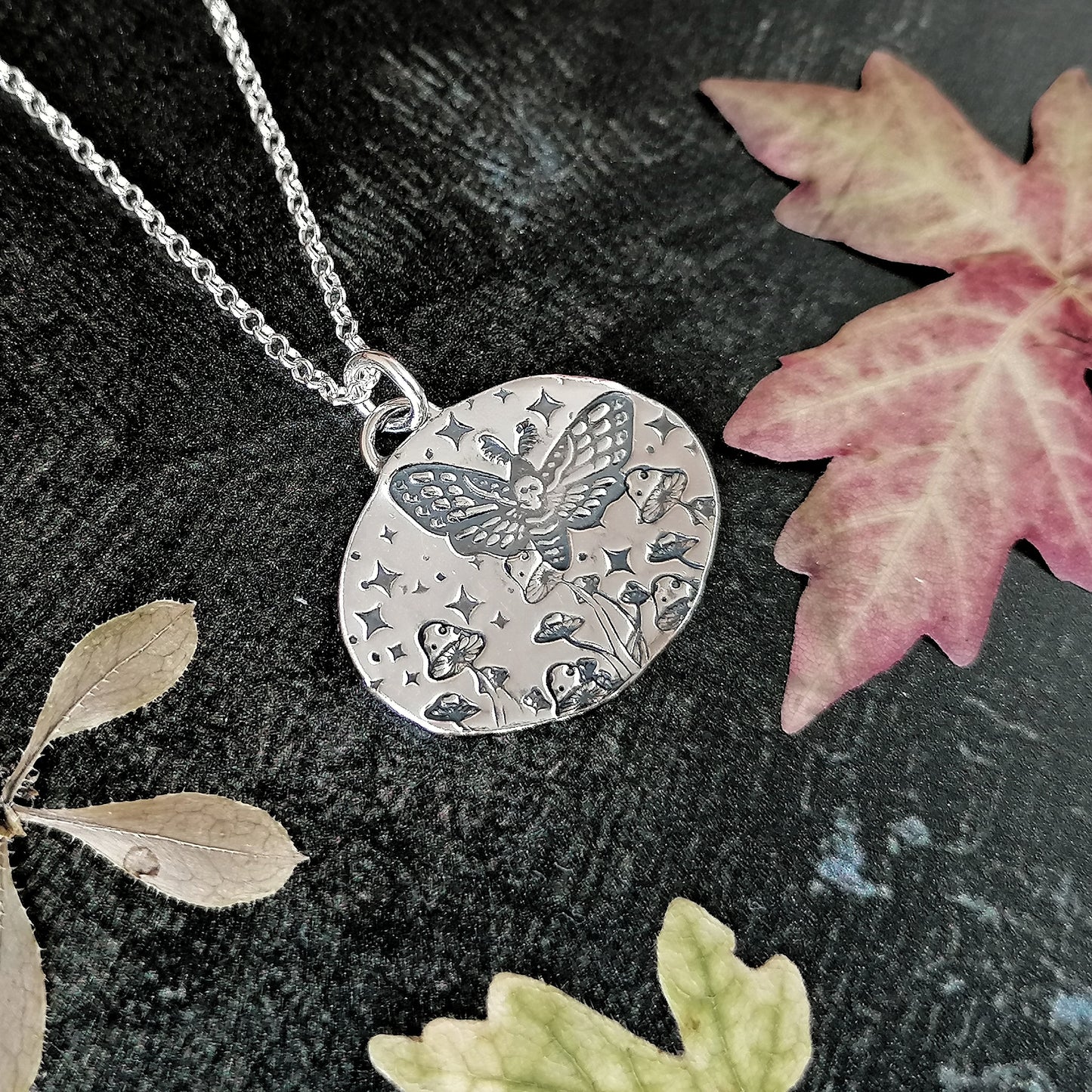 Deathhead Moth Mushroom Necklace