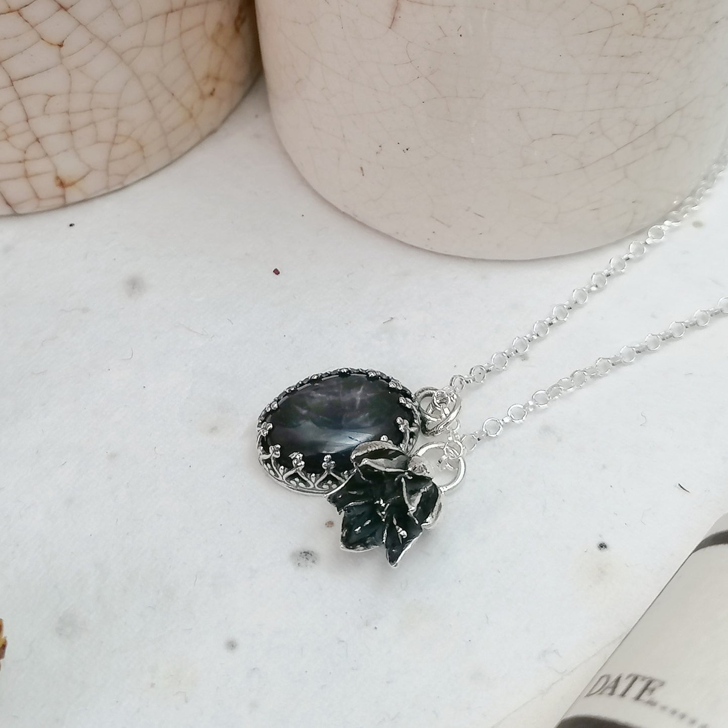 Amethyst and Flower Charm Necklace