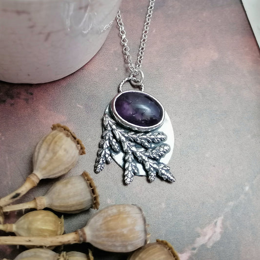 Amethyst and Conifer Necklace